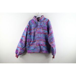 NOS Vintage 90s Streetwear Mens XL Abstract Multicolor Zip Bomber Jacket USA